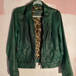 DOLCE & GABANNA Agnello Lamb Leather Jacket